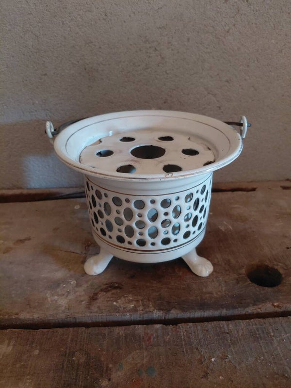 Vintage theelicht wit emaille