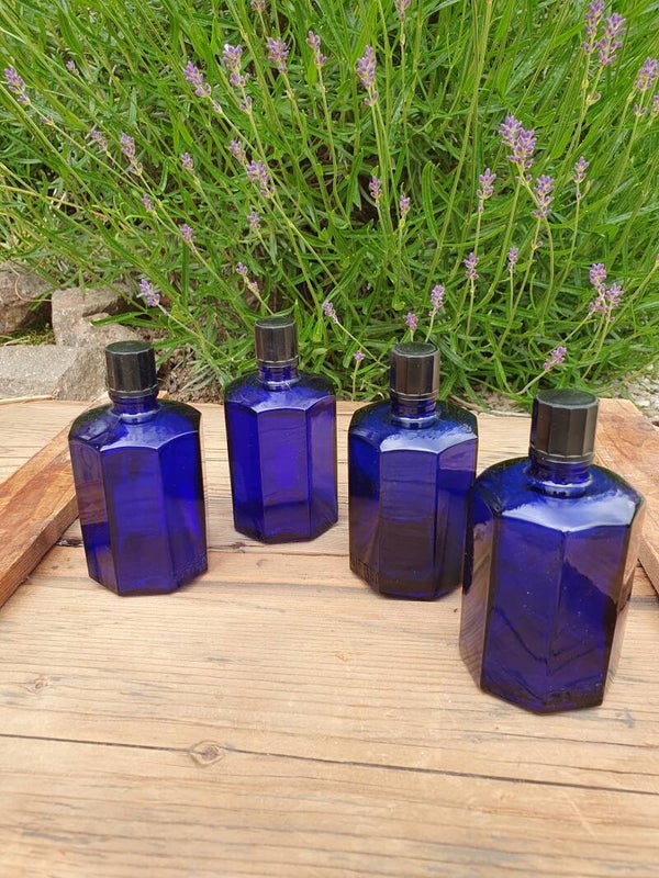 Antieke kobaltblauwe ether fles - Ancienne bouteille d'éther bleu cobalt