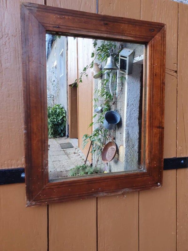 Oude franse spiegel in houten lijst - Ancien miroir français dans un cadre en bois