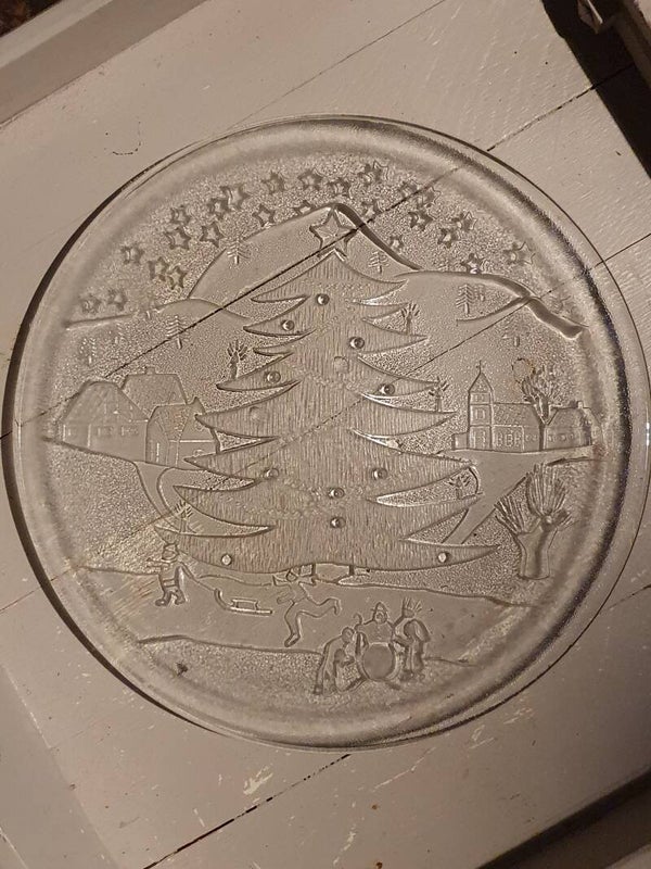 Glazen bord kerst - Assiette en verre de Noël