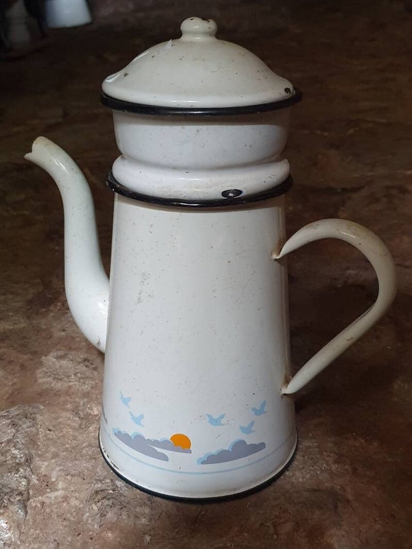 Koffiepot emaille meeuwen - Cafetière émaillée mouettes
