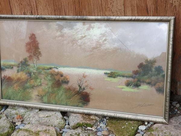 Schilderij heidelandschap - Peinture paysage de bruyère
