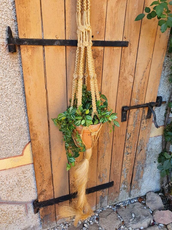 Macramé plantenhanger vintage - Suspension plante macramé vintage