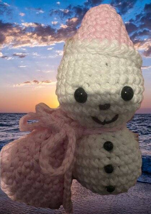 108. Crocheted Snowman With Bag