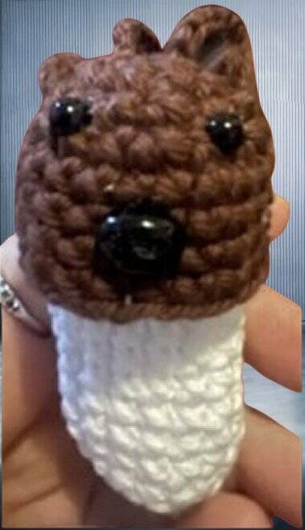 109.  Crocheted Bear Chapstick Holder
