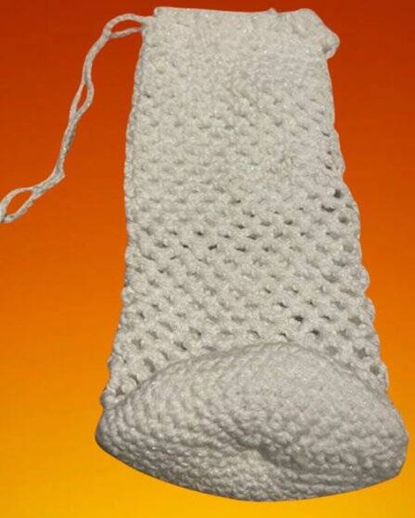 122.  Crocheted White Bottle Holder