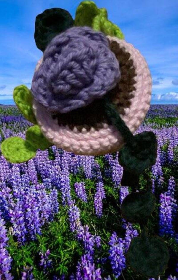 129. Crocheted Purple Hanging Plant