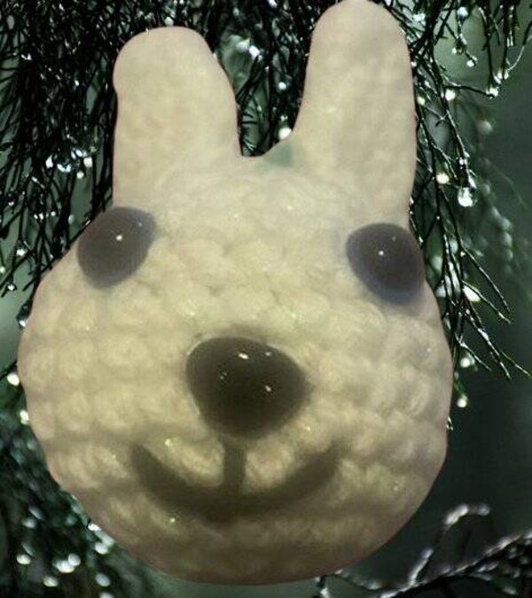 14.Crocheted Rabbit Head Keychain