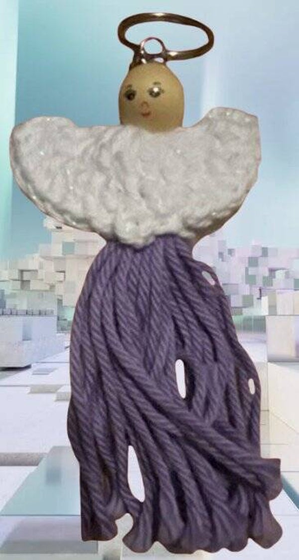 143. Crocheted Purple Girl Keychain