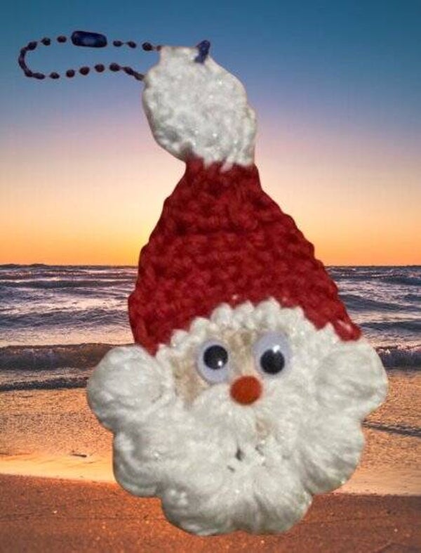 145. Crocheted Santa Head Keychain