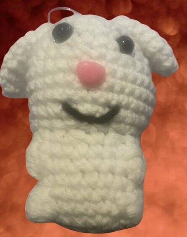 16. Crocheted Puppy Keychain