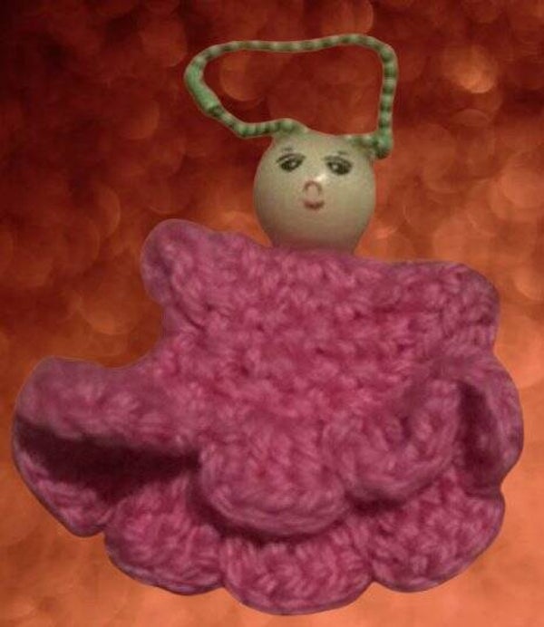 33. Crocheted Pink Girl Keychain