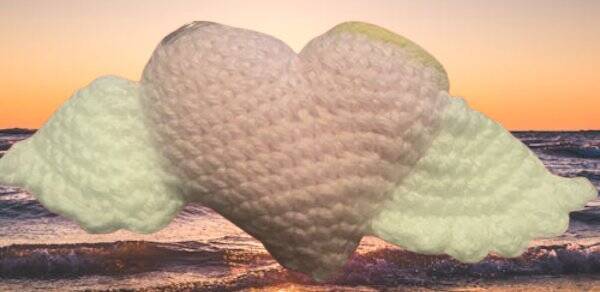 47. Crocheted Heart-Wing Keychain