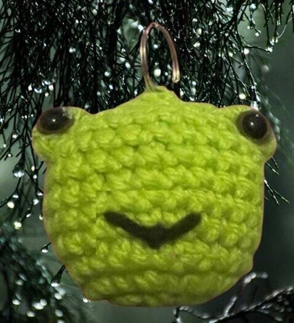 5. Crocheted Frog Head Keychain