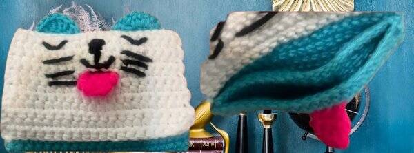 71. Crocheted Cat Credit Card Holder