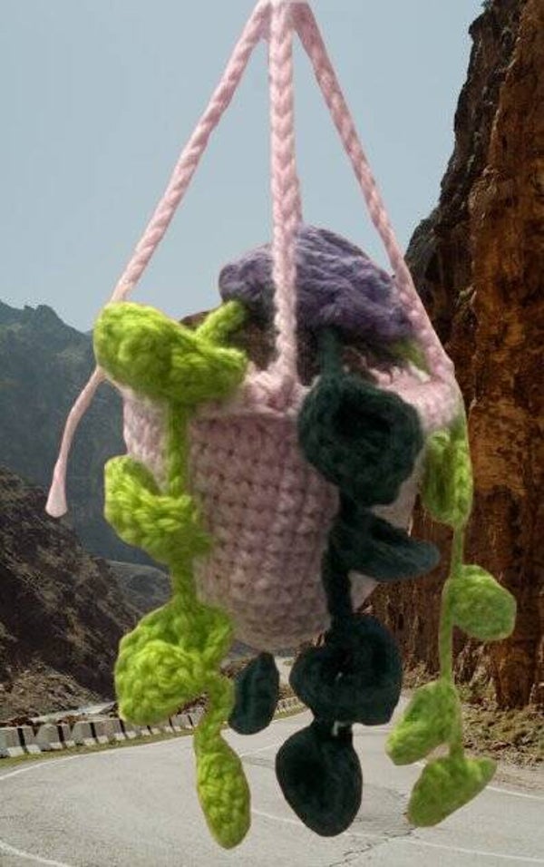 75. Crocheted Purple Flower Plant