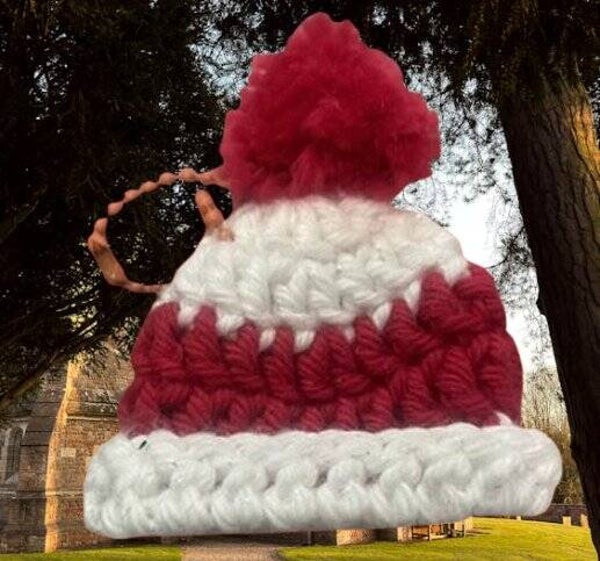 76. Crocheted Christmas Hat Keychain