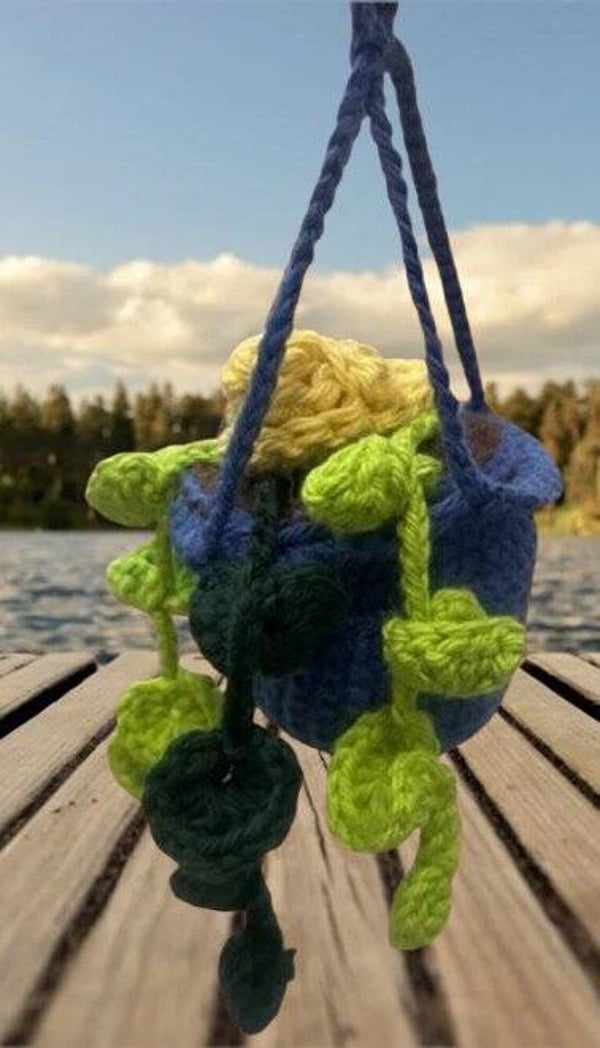 77. Crocheted Yellow Flower Plant