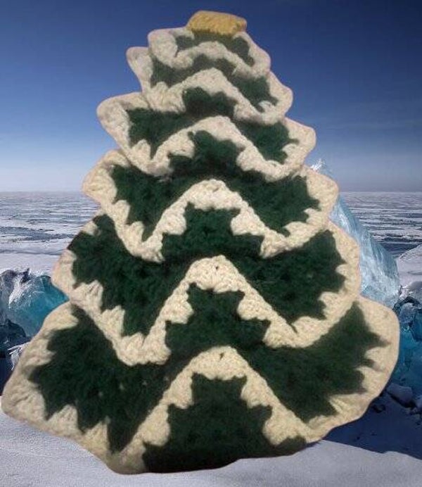 8. Crocheted Granny Square Christmas Tree