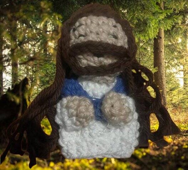 97. Crocheted Jesus Keychain