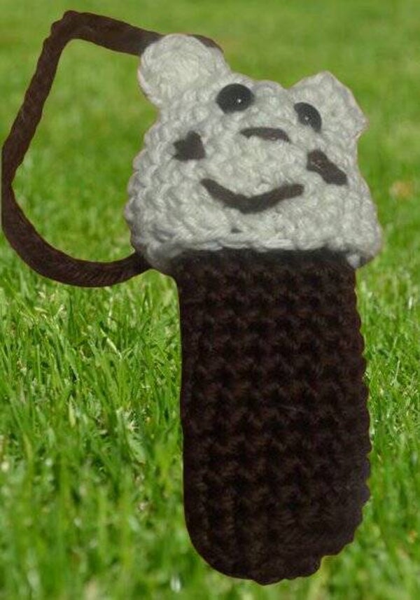 99. Crocheted Kitten Chapstick Holder
