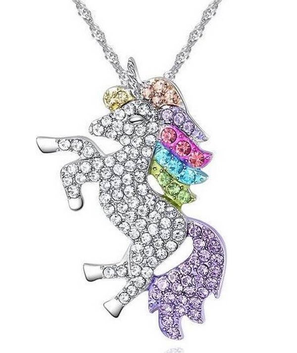 Ketting met hanger unicorn met strass
