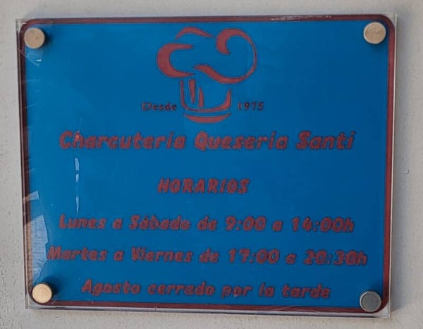 Placa horario comercio