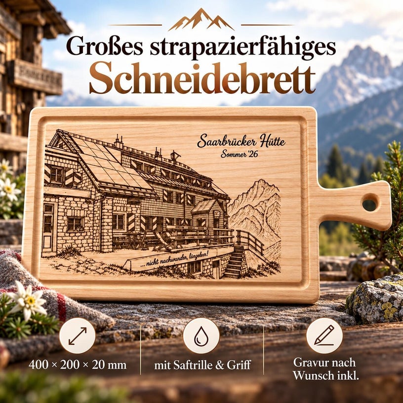 Jausenbrettl aus Kern-Esche mit Griff und Saftrille