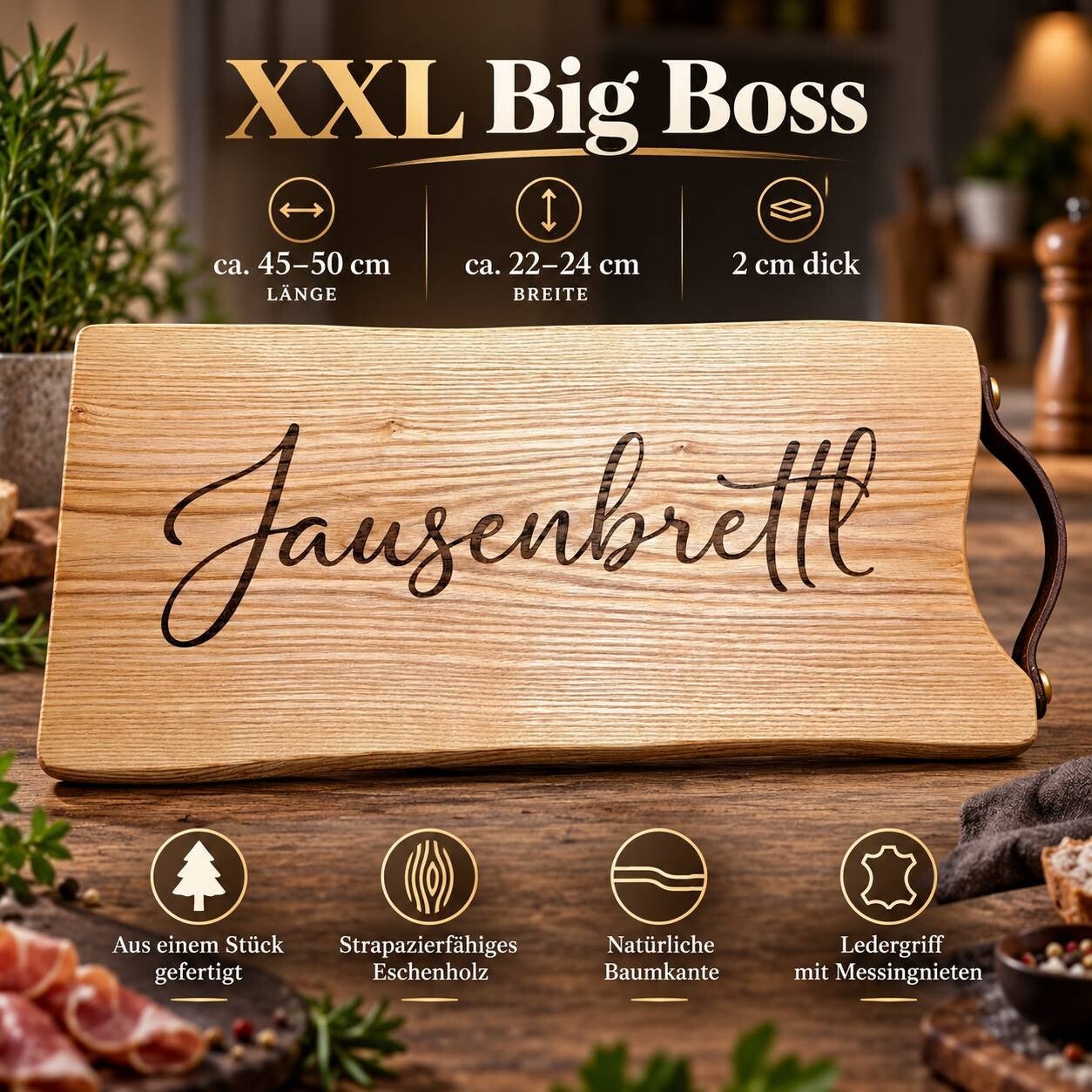 XXL Schneide- & Servierbrett aus Eschenholz, personalisierbar!