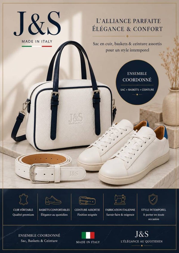Collection 3 en 1 Miss Jasmine J&S – Cuir véritable Made in Italy 🇮🇹