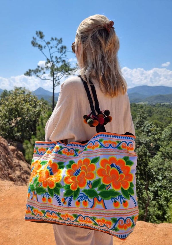 Tas grote bloem oranje