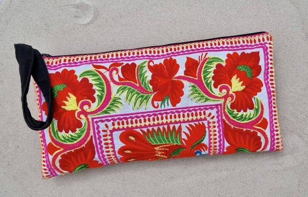 Etui toilettas rood bloem