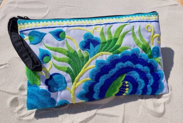 Etui toilettas blauw bloem