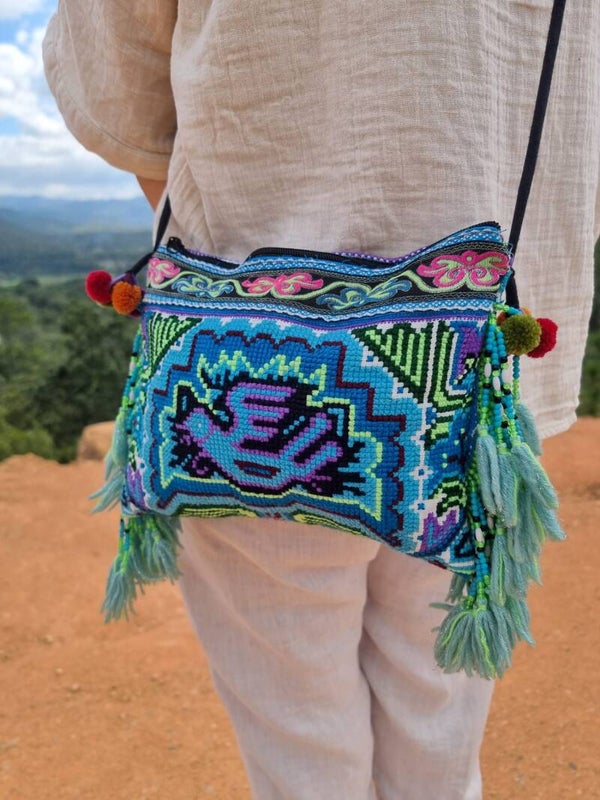 Tante Troela Tas geborduurd blauw