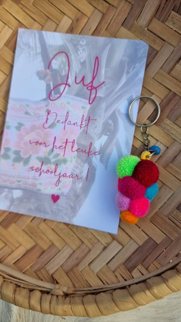 Sleutelhanger druppel met kaart voor juf