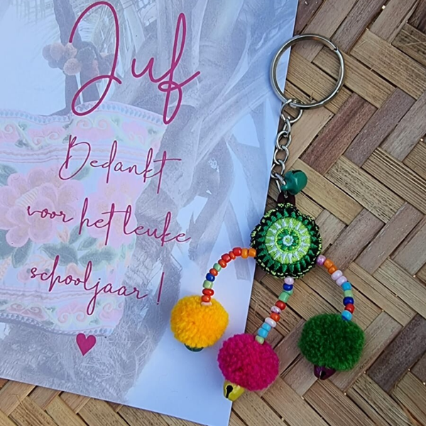 Sleutelhanger groen met kaart voor juf