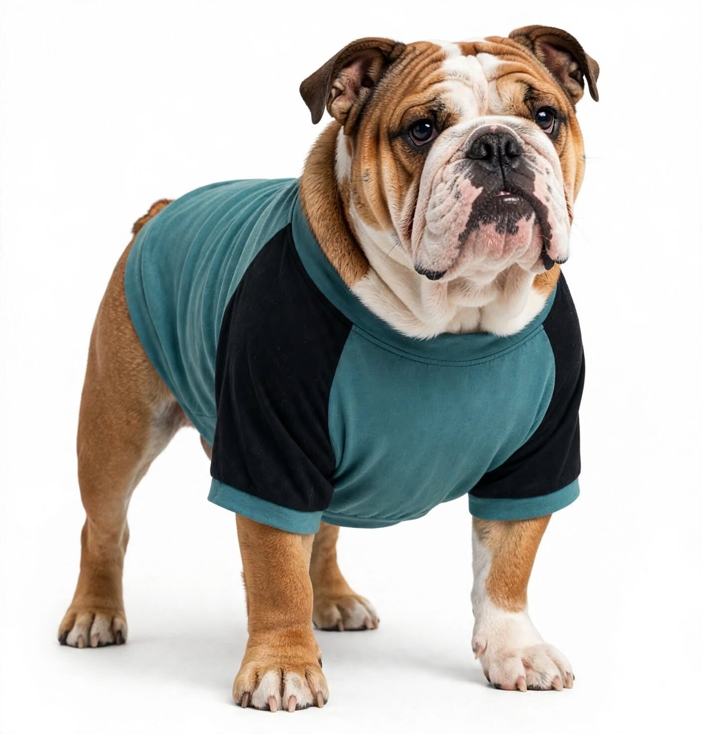 Bulldog Tshirt Teal and Black
