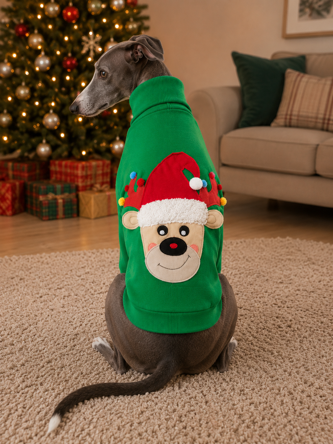 4-legged Greyhound Reindeer Sweater