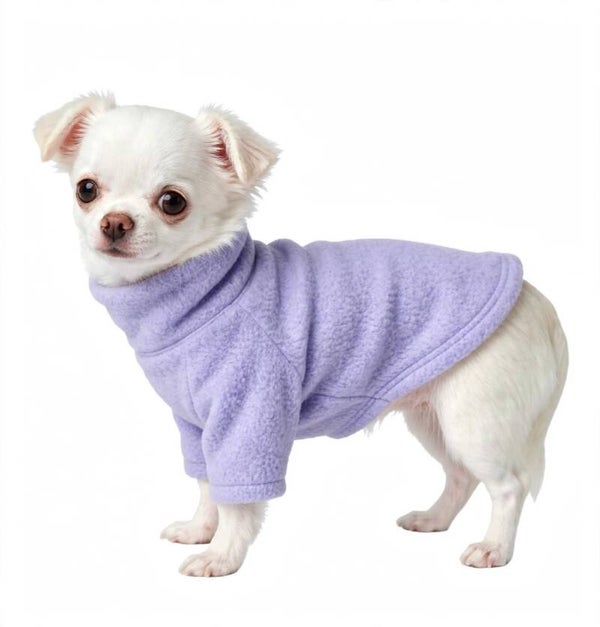 XXS 4-legged dog polar fleece jumper - lavender with tutle neck