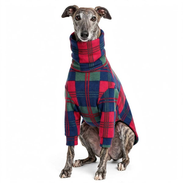 Red and Green Tartan Fleece Greyhound Size