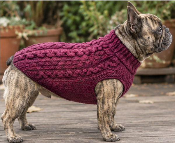 4-Legged French Bulldog Cable Sweater