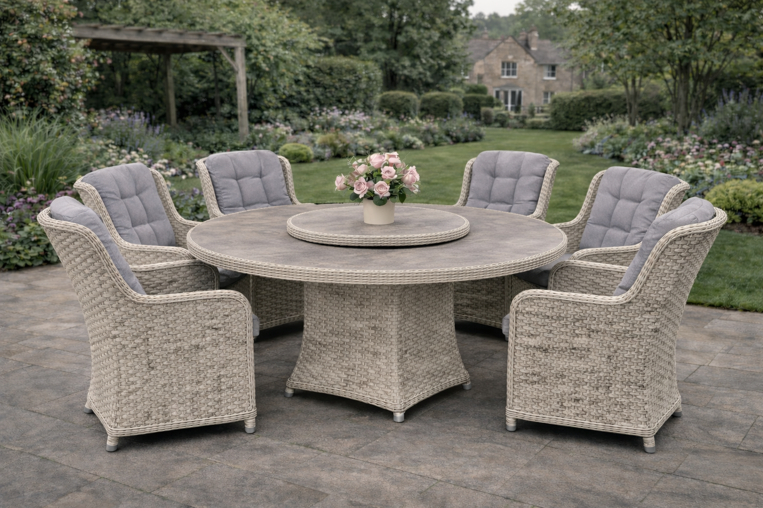 Ashbourne 8 Seater Round Dining Set with Lazy Susan