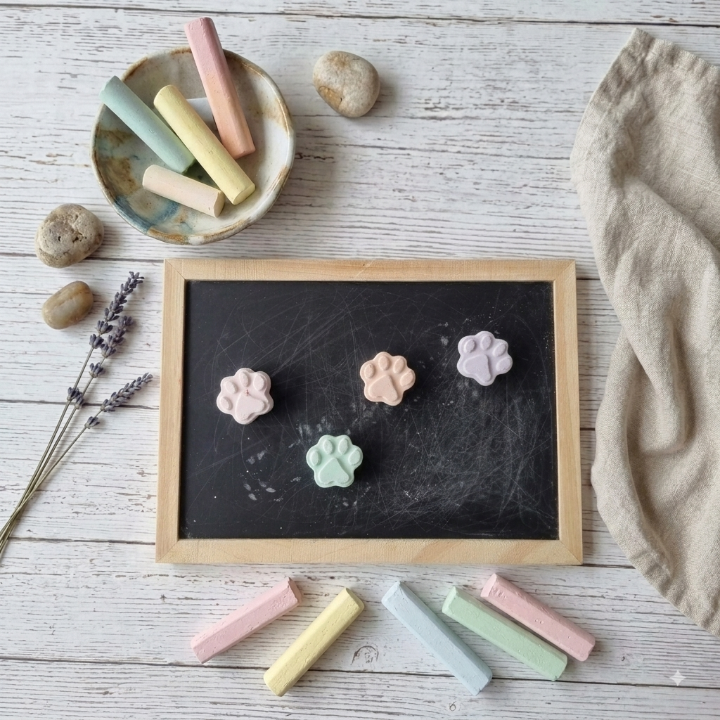 ​Handgemaakt Stoepkrijt – Dierenpootjes (Set van 4)