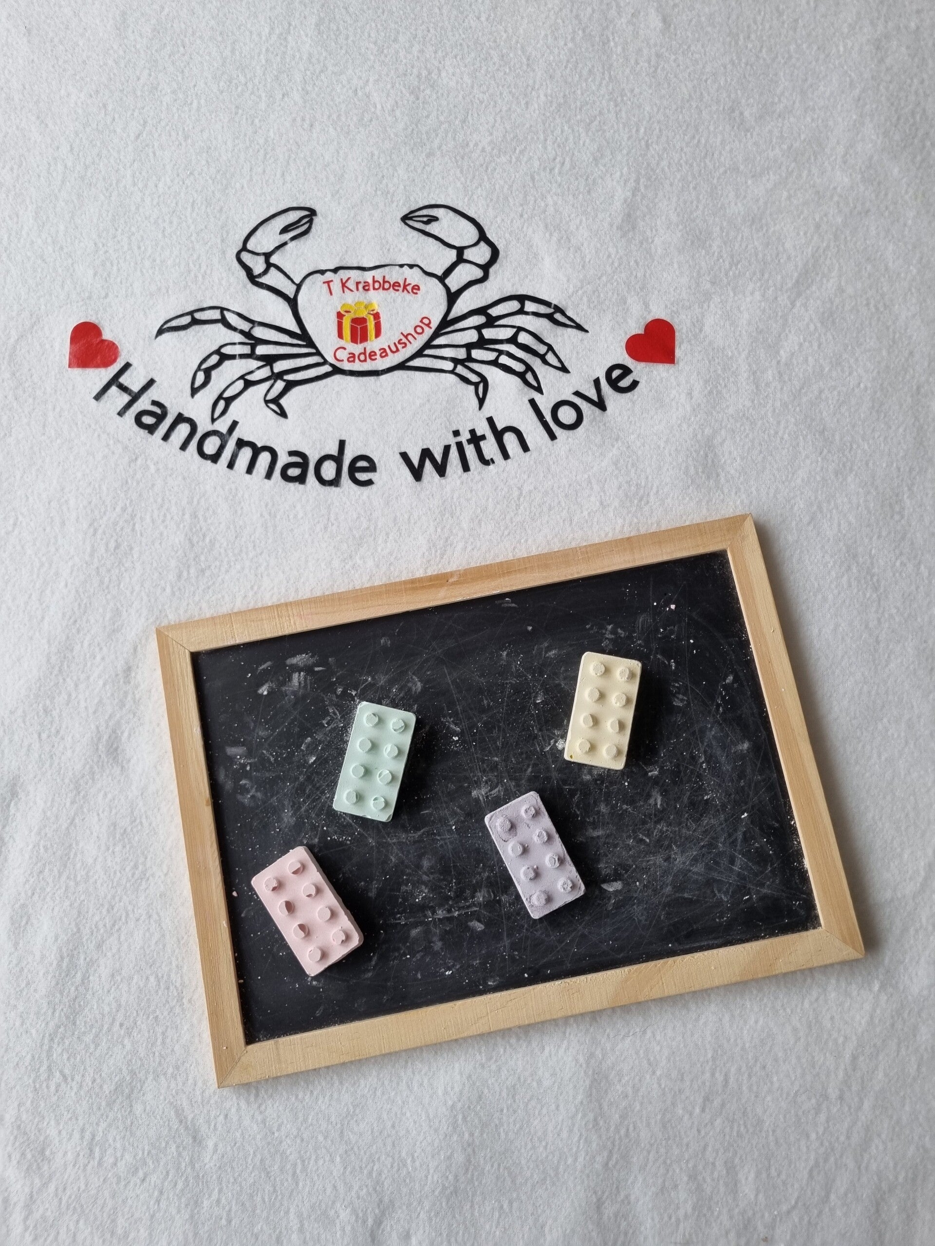 Stoepkrijt handgemaakt legoblokjes