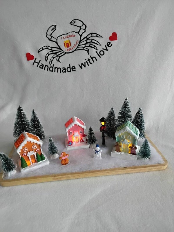 Kerstdorpje met verlichting