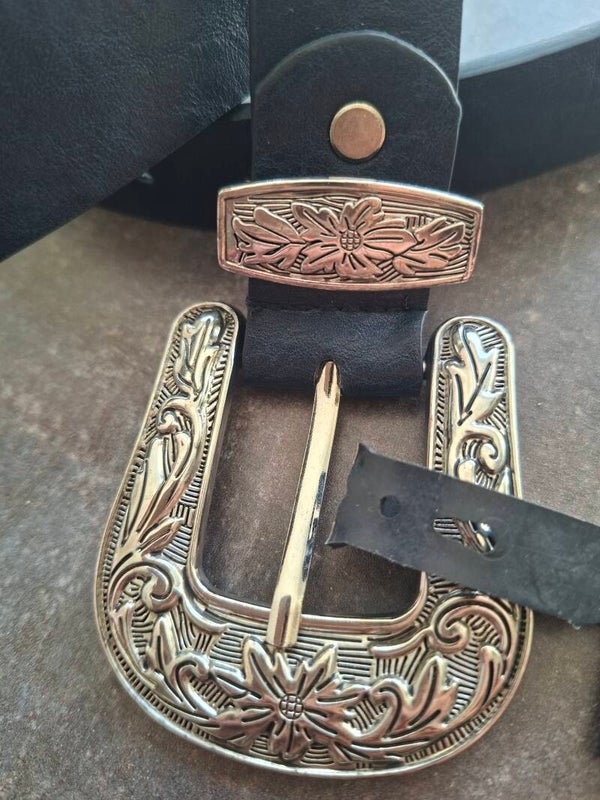 Western Chic Leren Riem - Donkerblauw
