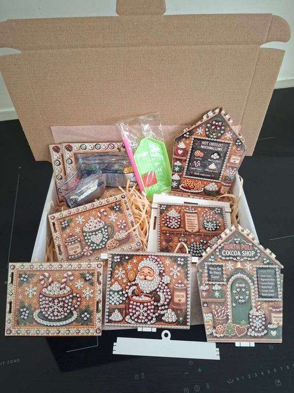 ​3D Diamond Painting Kersthuisje – North Pole Cocoa Shop (Self-Made)