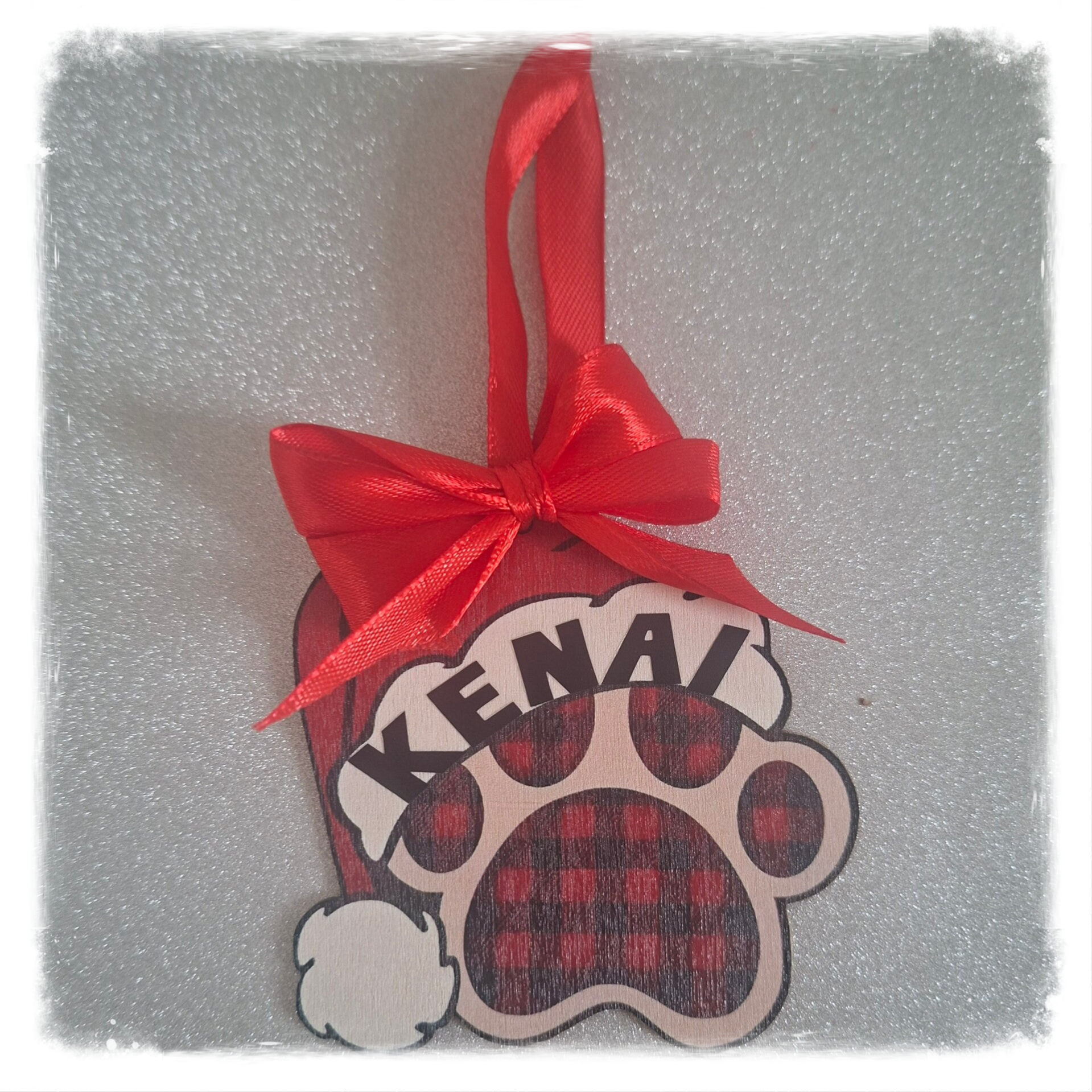 Kersthanger hondenpoot met naam