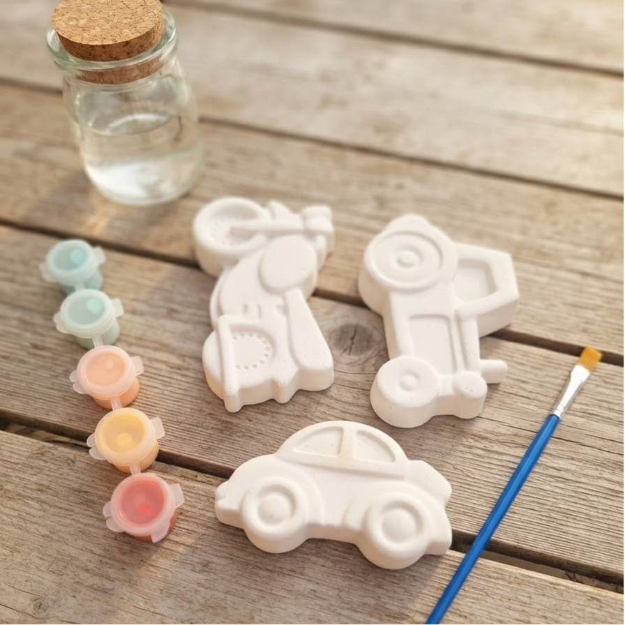 ​Schilderset Voertuigen (Set van 3) – Inclusief Verf & Kwast