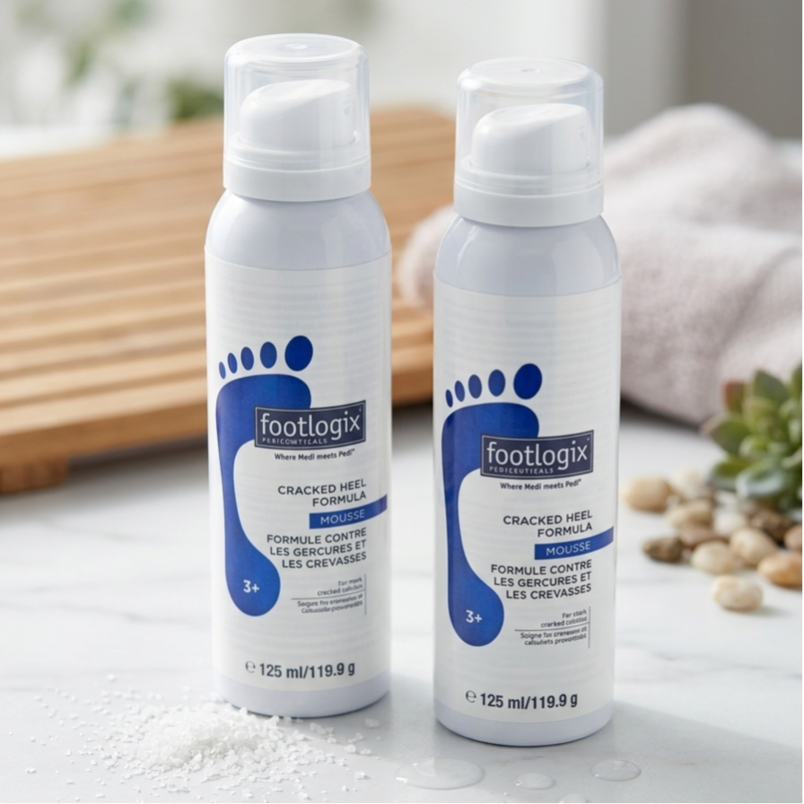 Reken voorgoed af met droge en gebarsten hielen met Footlogix Cracked Heel Formula Mousse!
